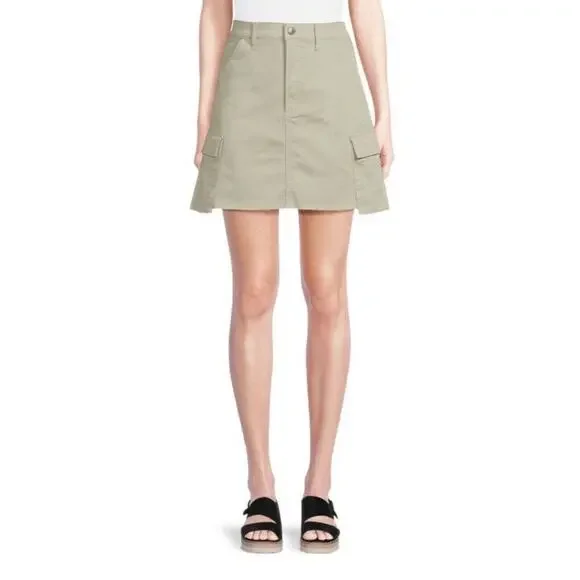 Joes Jeans Womens Size 24 Desert Sage Green Cargo Mini Skirt Raw Hem New - Picture 1 of 4